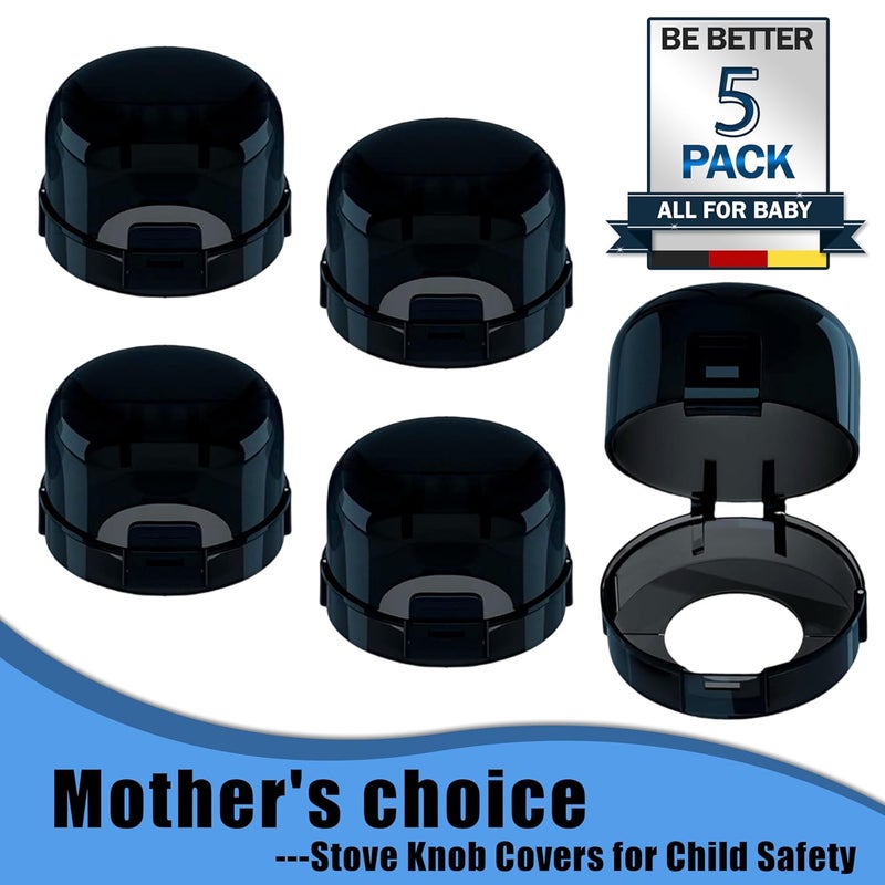 MCOTOP Store Stove Knob Covers for Child Safety - 5 Pack, Gas Stove Knob Locks, Prevent Kids Pets from Turning on Stoves, Baby proofing, Heat-Resistant Adhesive, (Black) - Image 4